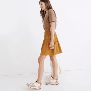 Madewell Yellow Double-Gauze Smocked Mini Skirt